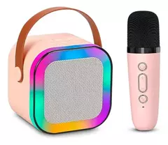 Parlante Bluetooth Luz Portatil Usb + Microfono Karaoke K12 Color Rosa - comprar online