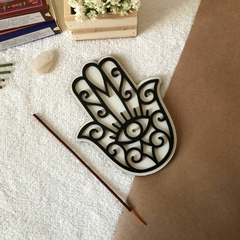 INCENSÁRIO MÃO DE HAMSÁ 3D MDF PRETO E BRANCO - comprar online