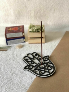 INCENSÁRIO MÃO DE HAMSÁ 3D MDF PRETO E BRANCO na internet