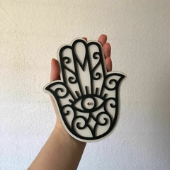 INCENSÁRIO MÃO DE HAMSÁ 3D MDF PRETO E BRANCO