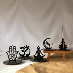 KIT INCENSARIOS: GATO, MÃO DE HAMSÁ, BUDA E OM - MDF - comprar online