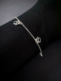 Pulseira Patas Folhada Prata Feminina
