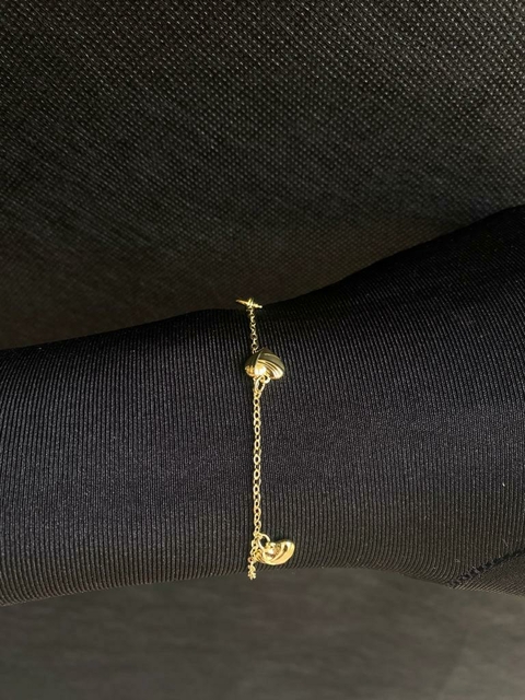 Pulseira de Corações Banhada a Ouro 18k Feminina