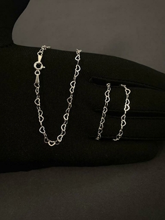 Corrente Mini Corações Prata Feminino