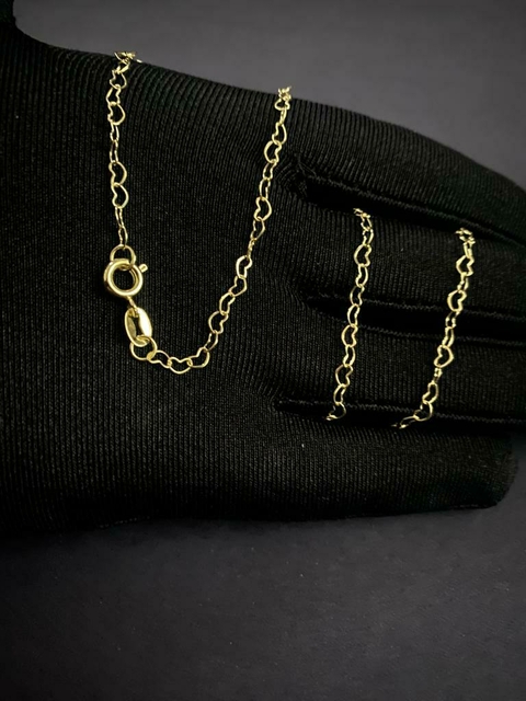 Corrente Mini Corações Banhado a Ouro 18k Feminino