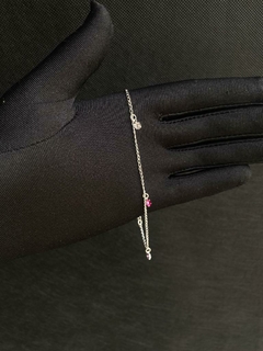 Tornozeleira de Prata com Pedras de Zircônia Feminina