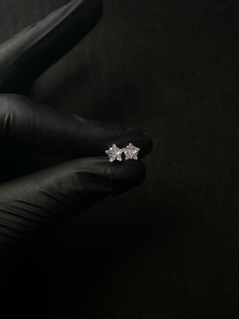 Brinco Estrela de Prata com Pedra de Zircônia Feminina