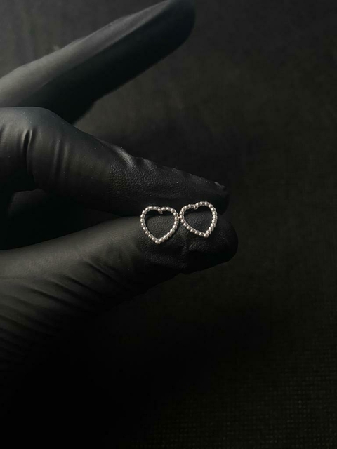 Brinco de Coração Detalhado de Prata Feminino