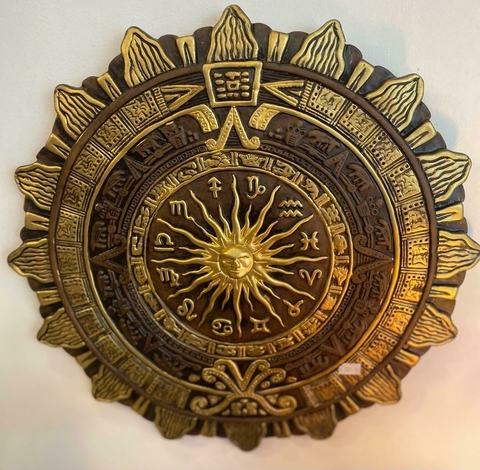 Mandala Zodíaca Com Sol Gesso 45x45 cm