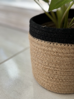 Canasto de yute combinado con negro - comprar online