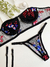 Conjunto - Flora Preto e Vermelho
