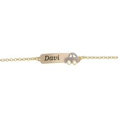 Pulseira infantil carro personalizada banhada ouro 18k na internet