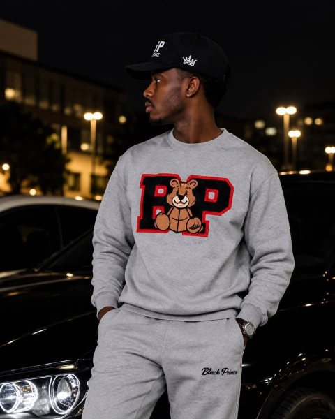 Conjunto Moletom BP Bear Cinza Mescla