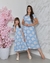 Vestido Azul floral - Look Tal Mãe Tal Filha