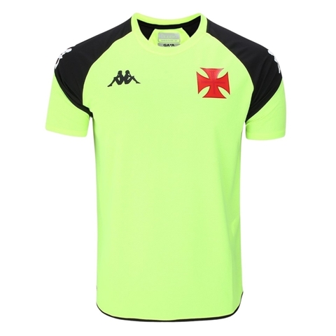 vasco-da-gama-24-25-torcedor-kappa-masculina-verde-lisa-preta-camisa de treino Vasco da Gama, camisa masculina Kappa, camisa amarela fluorescente Vasco, roupa de torcedor Vasco da Gama, camisa de futebol Kappa, camisa de treino para torcedores, camisa Vas