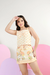 Conjunto Short Saia Coruja Bege - Ref 844