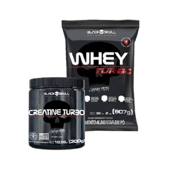 ￼Kit 1x Whey Turbo 900g + 1x Creatina Turbo 300g - BlackSkull