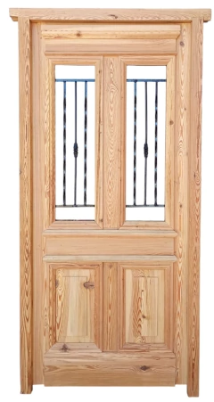 Puerta Frente de Madera Antigua Pinotea con rejas Cod.13272 - comprar online