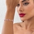 Pulseira corações rosa com prata.
