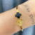 Bracelete em aço inoxidável trevo