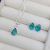 Conjunto gota verde tiffany em prata 925.