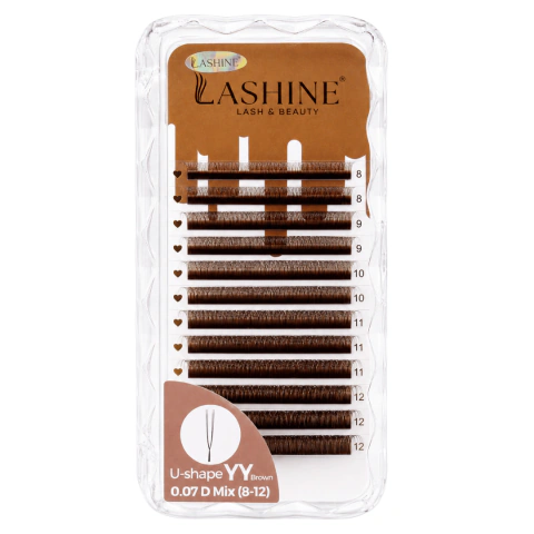 Lashine YY formato U Marrom Curvatura D