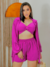 Conjunto 3 peças Kimono Manga Longa Shorts e Top