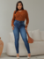 Blusa Tricot Modal Decote Coração Vazado Gola Alta