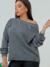 Blusa Tricot strass Laço costas brilhante ombro de fora - loja online