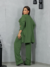 Imagem do Conjunto 3 Peças Moletinho Calça Pantalona Cropped Regata e Cardigan