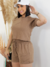 Conjunto Shorts e Cropped Manga Curta Moletinho - Japa Modas & Tricot