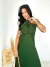 Vestido Midi Frente Única Detalhe Flor Frontal com Bojo e Fenda Lateral - comprar online