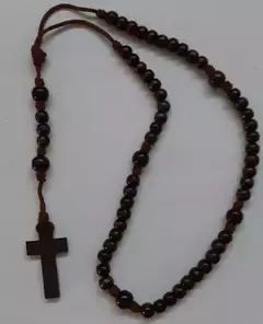 Rosario de Madera Trenzado Oscuro