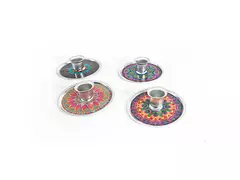 Portavelas Metálico con dibujos mandala