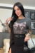 T-Shirt Oversized estonada - laço com pedras