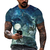 Camiseta de lobo de manga curta masculina, top 3D estampado . - cheers imports