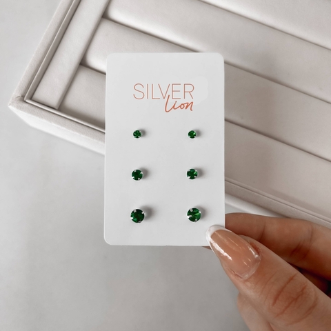 Trio zircônia redonda 3, 4 e 5mm esmeralda