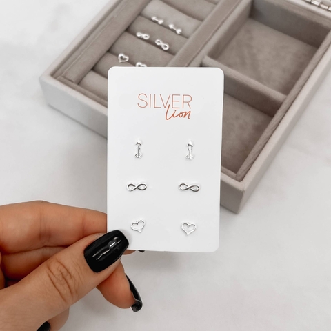 Trio coração, infinito e flecha