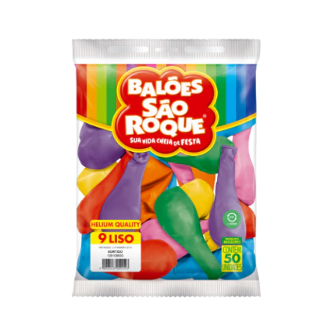 BALAO SAO ROQUE LISO 9.0 SORTIDO C/50UN