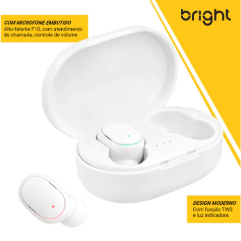FONE DE OUVIDO BLUETOOTH MAX SOUND PRETO S/ FIO R. FN570 - BRIGHT - officesuprimentos