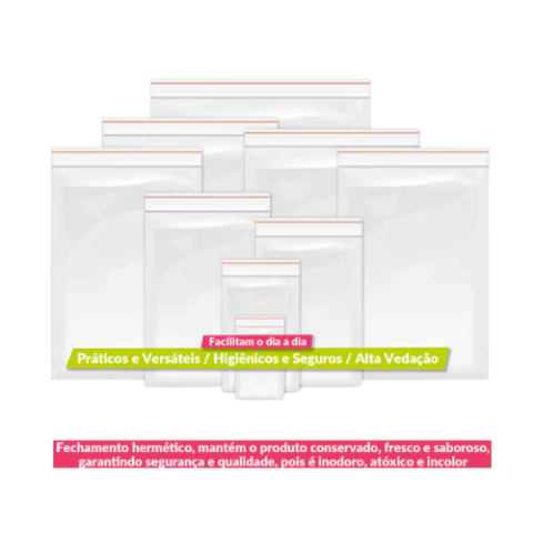 SACOS ZIP LOCK MULTI-USO 09 - 20X28 CM PCT 100 ou 25 UNID - HEMON na internet