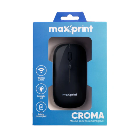 MOUSE CROMA SEM FIO 2.4G 1.600 DPI PRETO