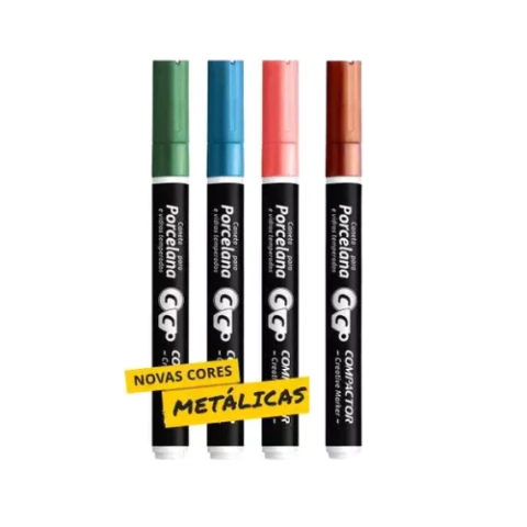 MARCADOR CREATIVE MARKER PORCELANA/VIDROS 3.0MM CORES METÁLICAS - COMPACTOR
