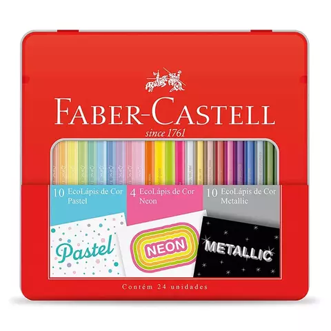 LAPIS DE COR 24 CORES 10 PASTEL+4 NEON+10 METALLIC - FABER CASTELL