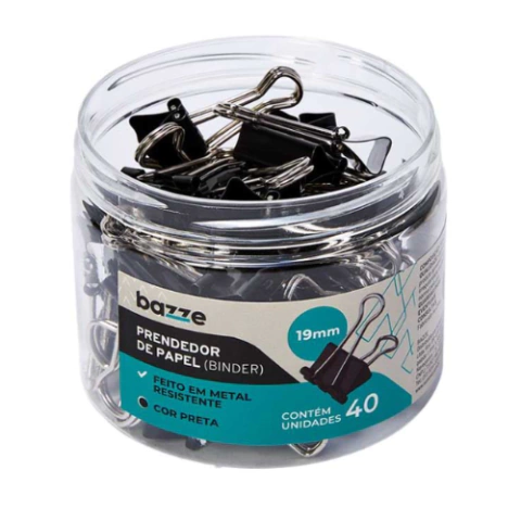 PRENDEDOR PAPEL 19MM PTO 40UN POTE - BAZZE na internet