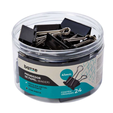 PRENDEDOR DE PAPEL 41MM C/ 24UN PRETO - BAZZE na internet