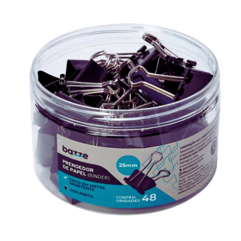 PRENDEDOR PAPEL 25MM PTO 48UN POTE - BAZZE na internet