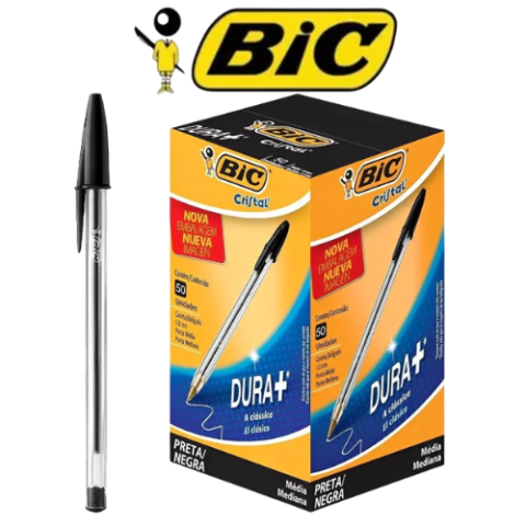 CAIXA DE CANETA PRETA CRISTAL TRADICIONAL C/50 UNID - BIC