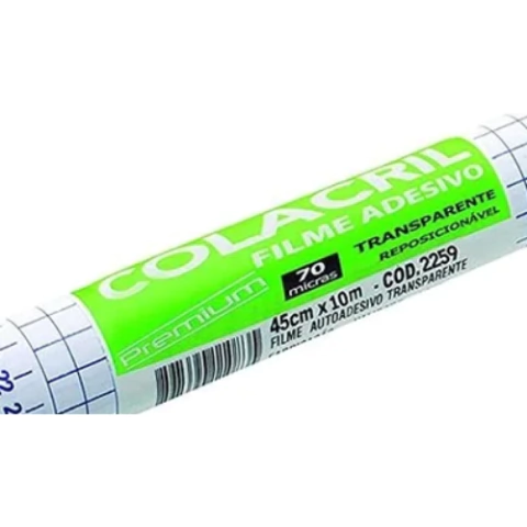 CONTACT ADESIVO TRANPARENTE 70my 45CM - 25 e 10 MTS - COLACRIL - comprar online