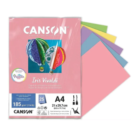 PAPEL IRIS VIVALDI SORTIDO 25FLS A4 185GR - CANSON - officesuprimentos